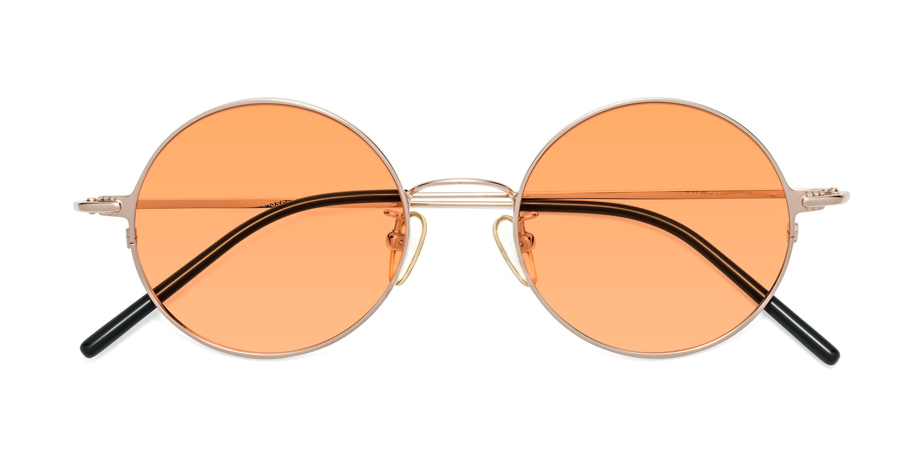 Folded Front of 18009 in Rose Gold with Medium Orange Tinted Lenses