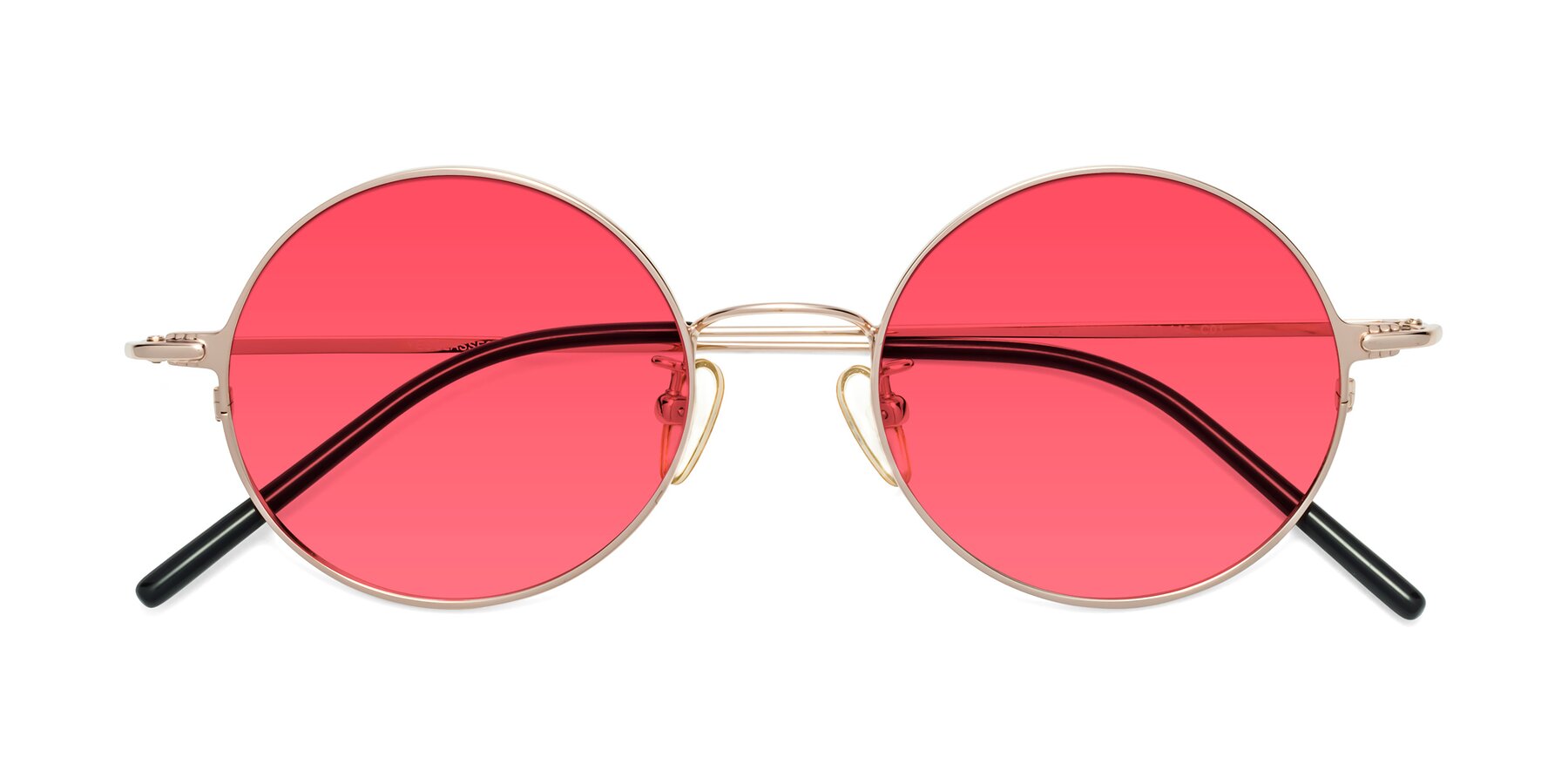 Folded Front of 18009 in Rose Gold with Red Tinted Lenses