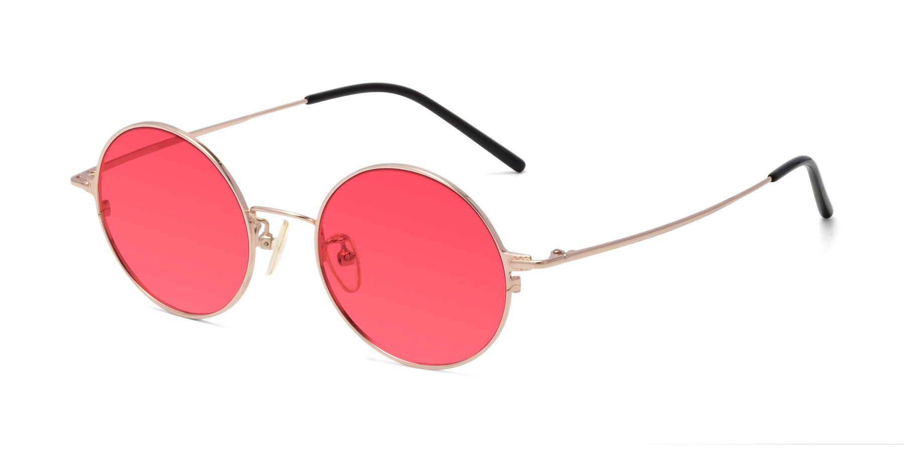 Angle of 18009 in Rose Gold with Red Tinted Lenses