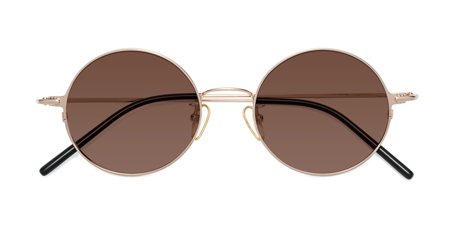Folded Front of 18009 in Rose Gold with Brown Tinted Lenses
