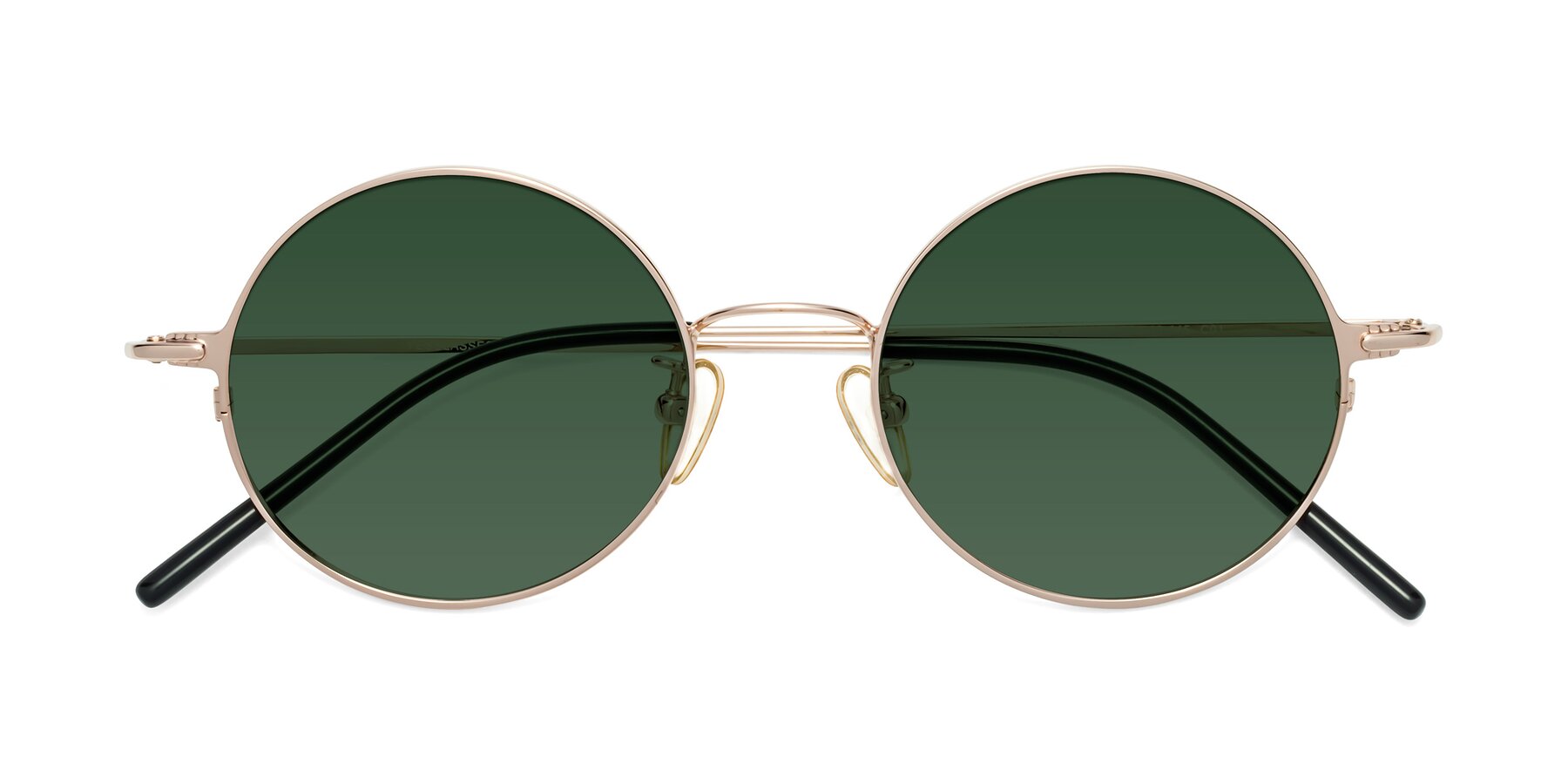 Folded Front of 18009 in Rose Gold with Green Tinted Lenses
