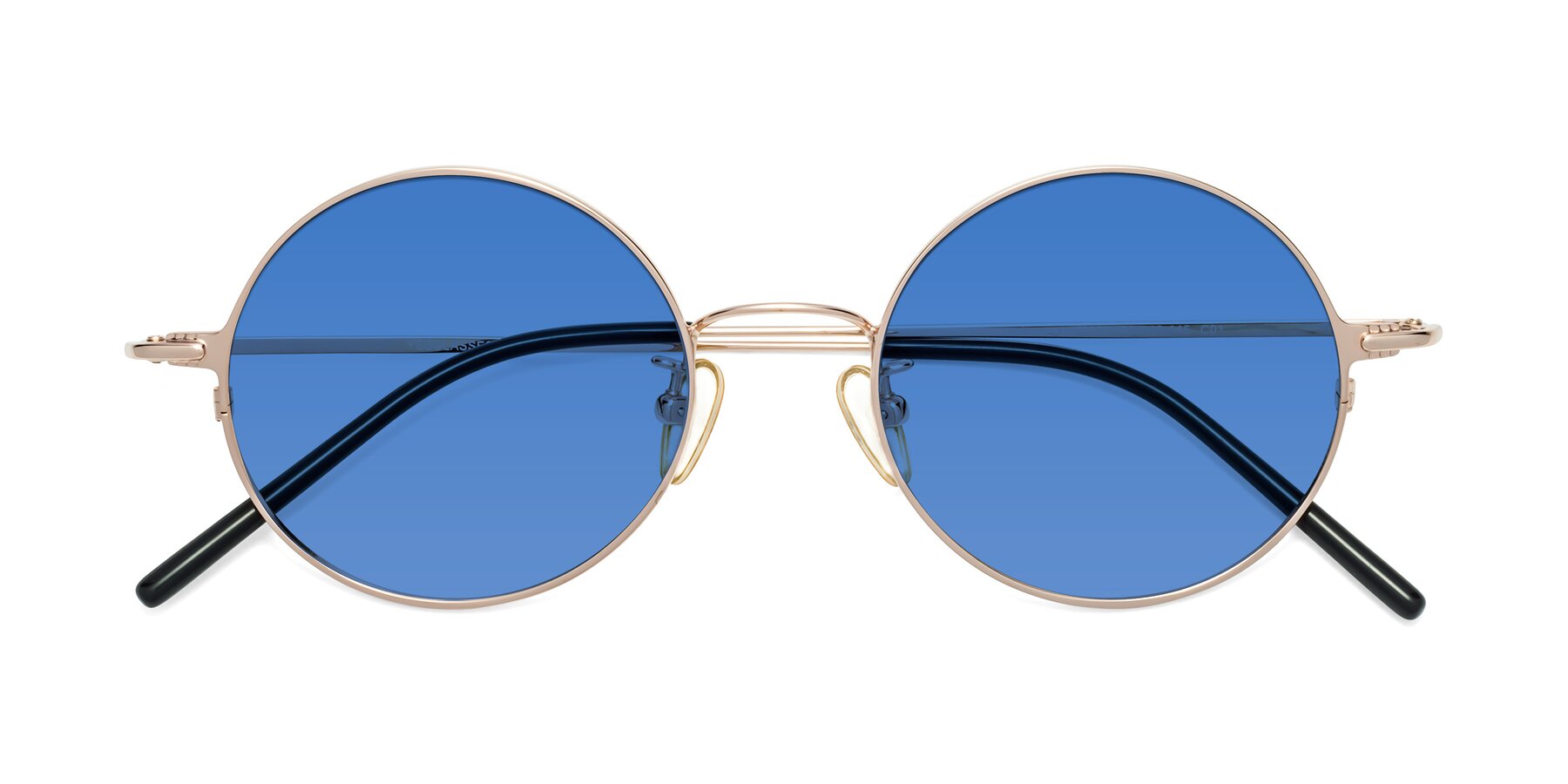 Folded Front of 18009 in Rose Gold with Blue Tinted Lenses