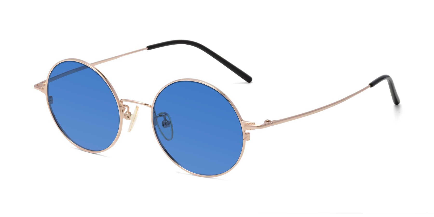 Angle of 18009 in Rose Gold with Blue Tinted Lenses