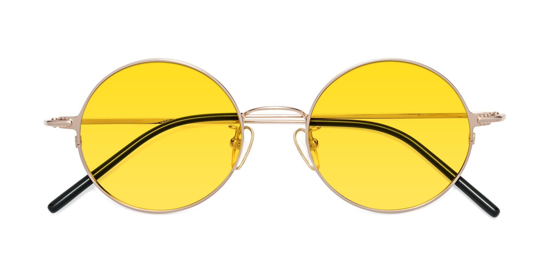Folded Front of 18009 in Rose Gold with Yellow Tinted Lenses