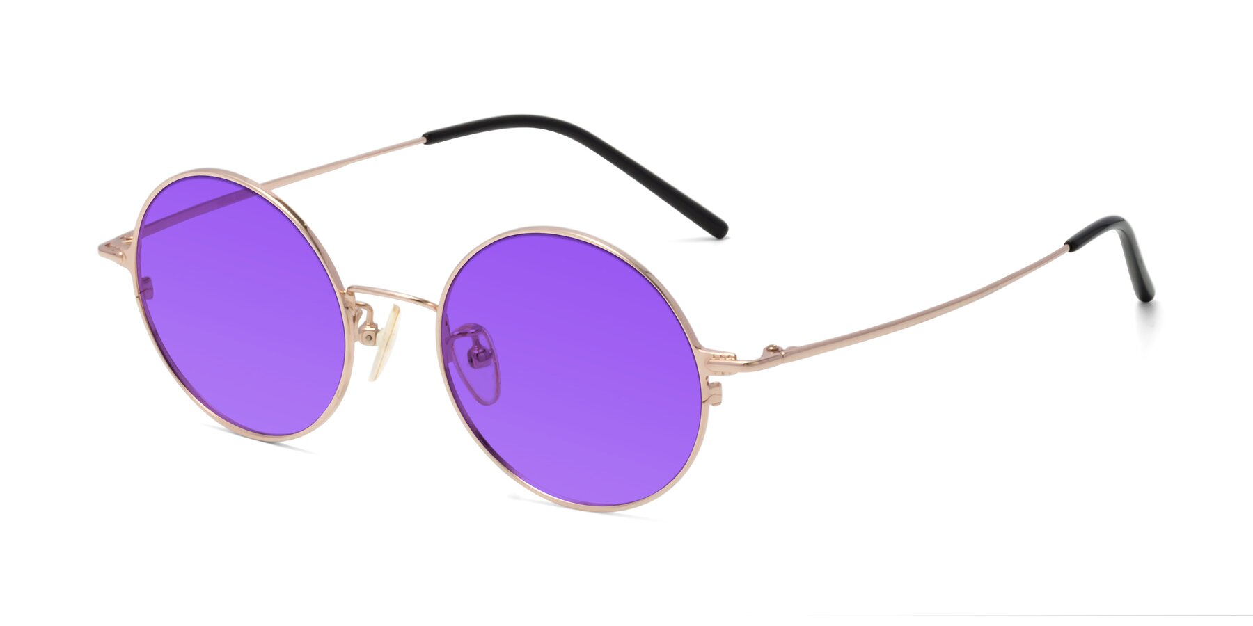 Angle of 18009 in Rose Gold with Purple Tinted Lenses