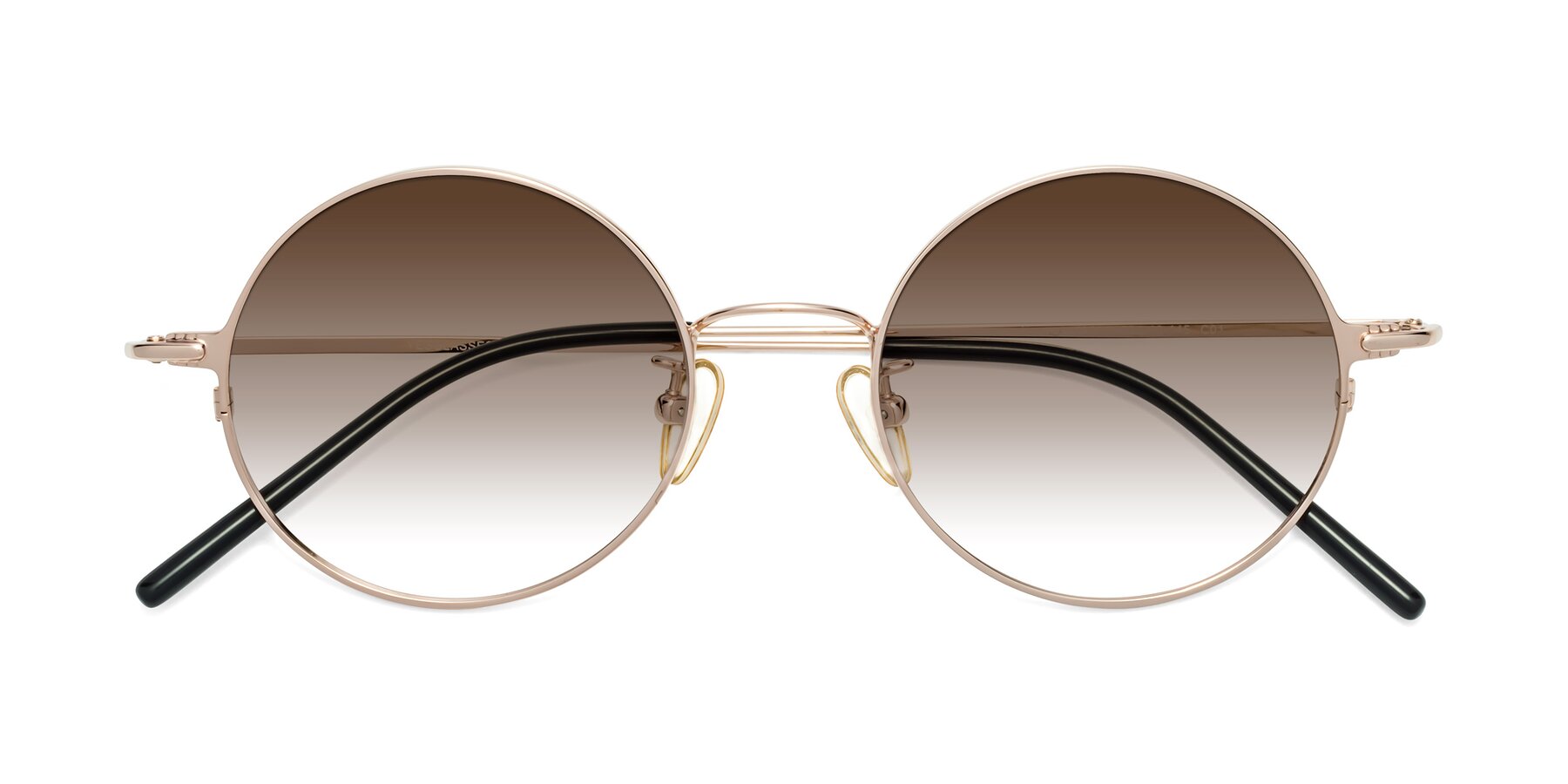Folded Front of 18009 in Rose Gold with Brown Gradient Lenses