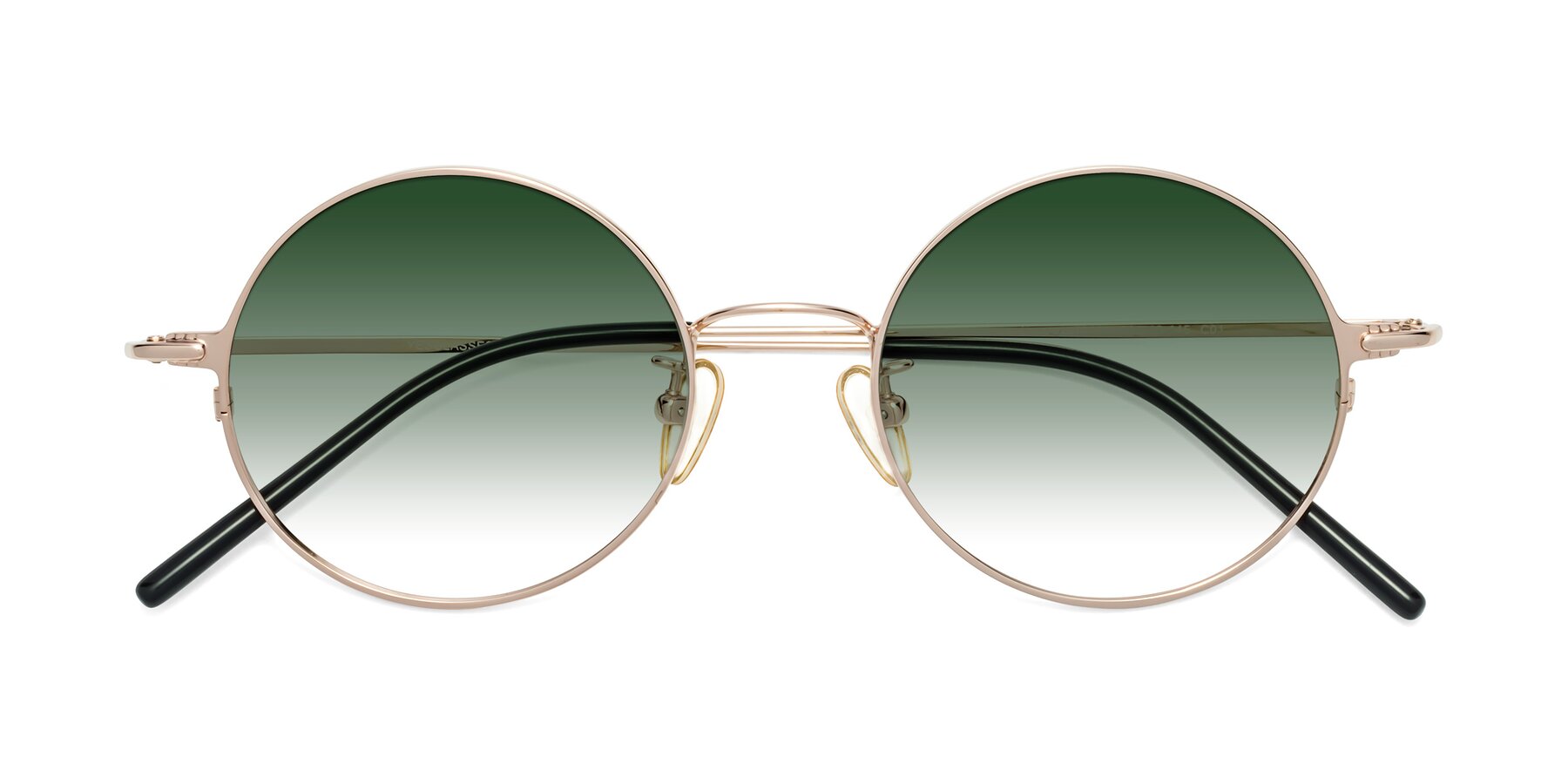 Folded Front of 18009 in Rose Gold with Green Gradient Lenses