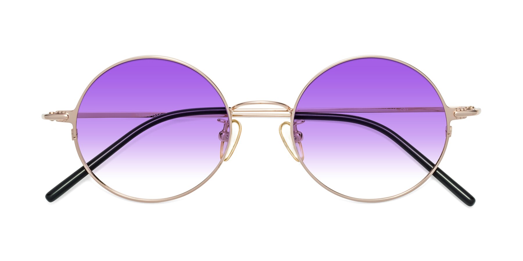 Folded Front of 18009 in Rose Gold with Purple Gradient Lenses