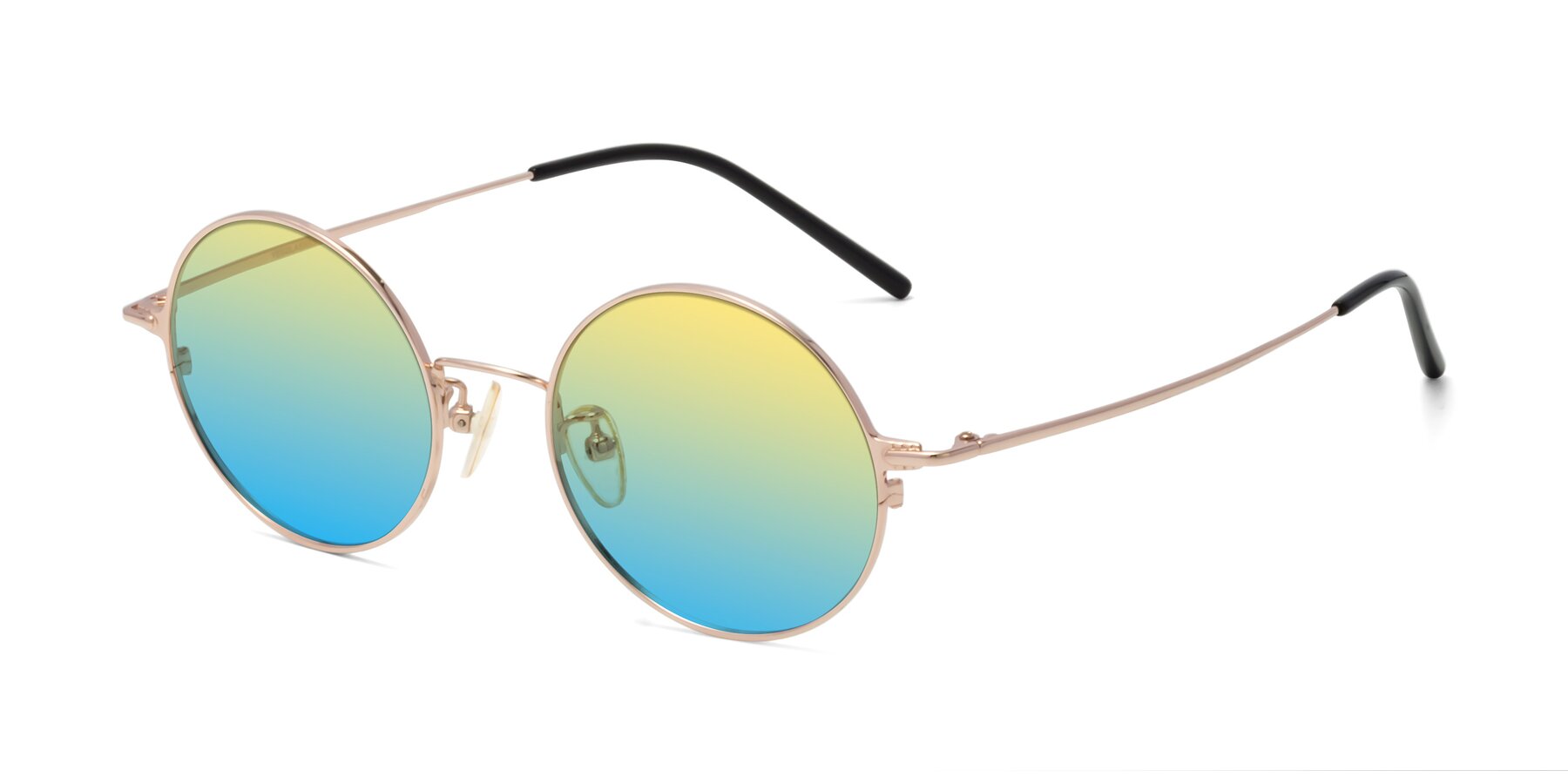 Angle of 18009 in Rose Gold with Yellow / Blue Gradient Lenses