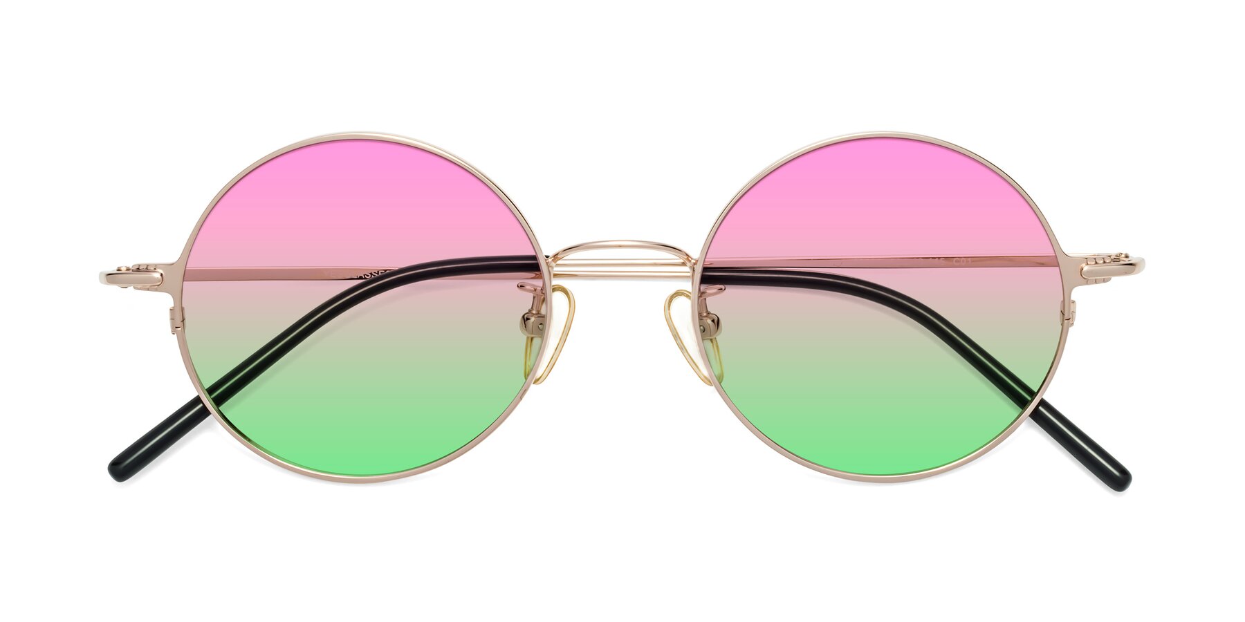 Folded Front of 18009 in Rose Gold with Pink / Green Gradient Lenses