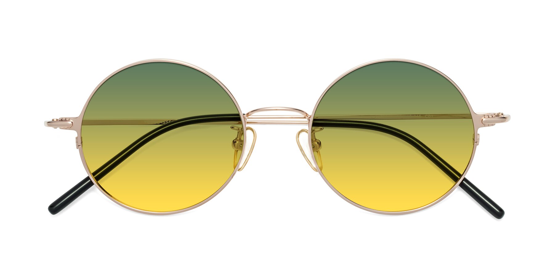 Folded Front of 18009 in Rose Gold with Green / Yellow Gradient Lenses