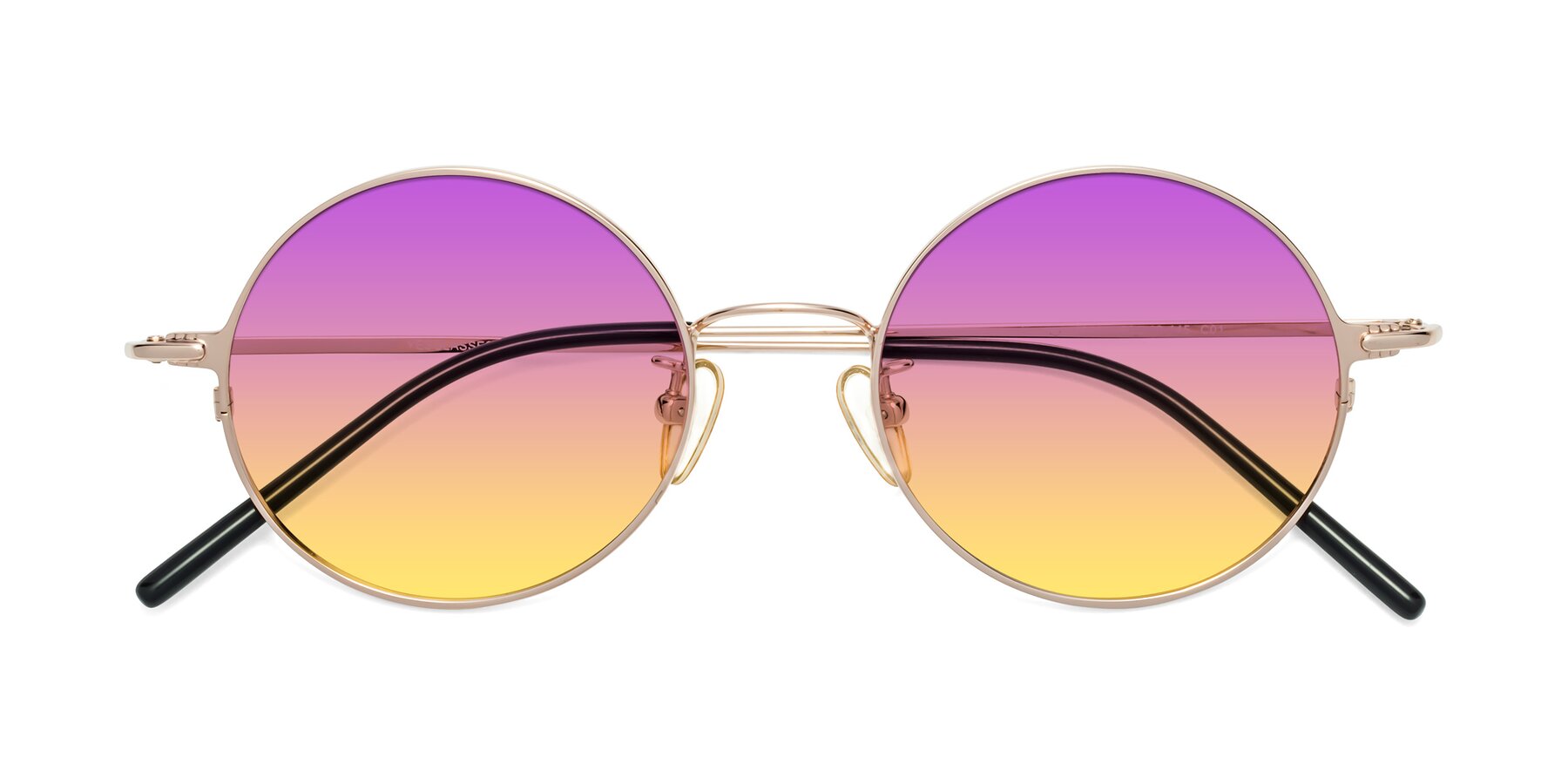 Folded Front of 18009 in Rose Gold with Purple / Yellow Gradient Lenses