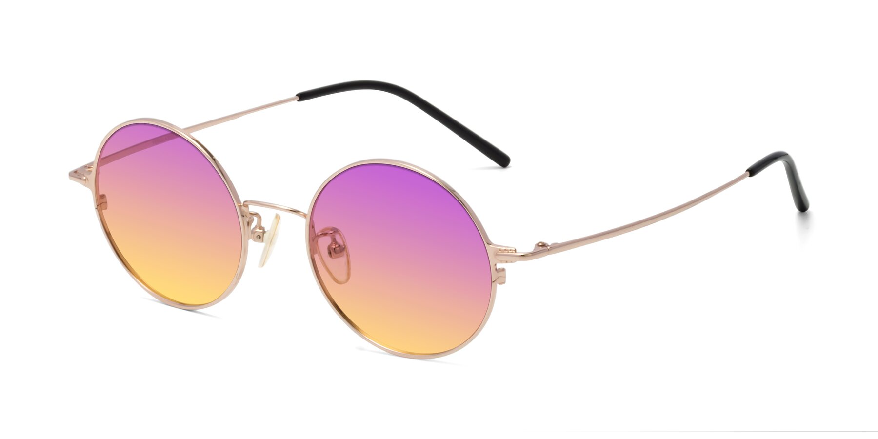 Angle of 18009 in Rose Gold with Purple / Yellow Gradient Lenses