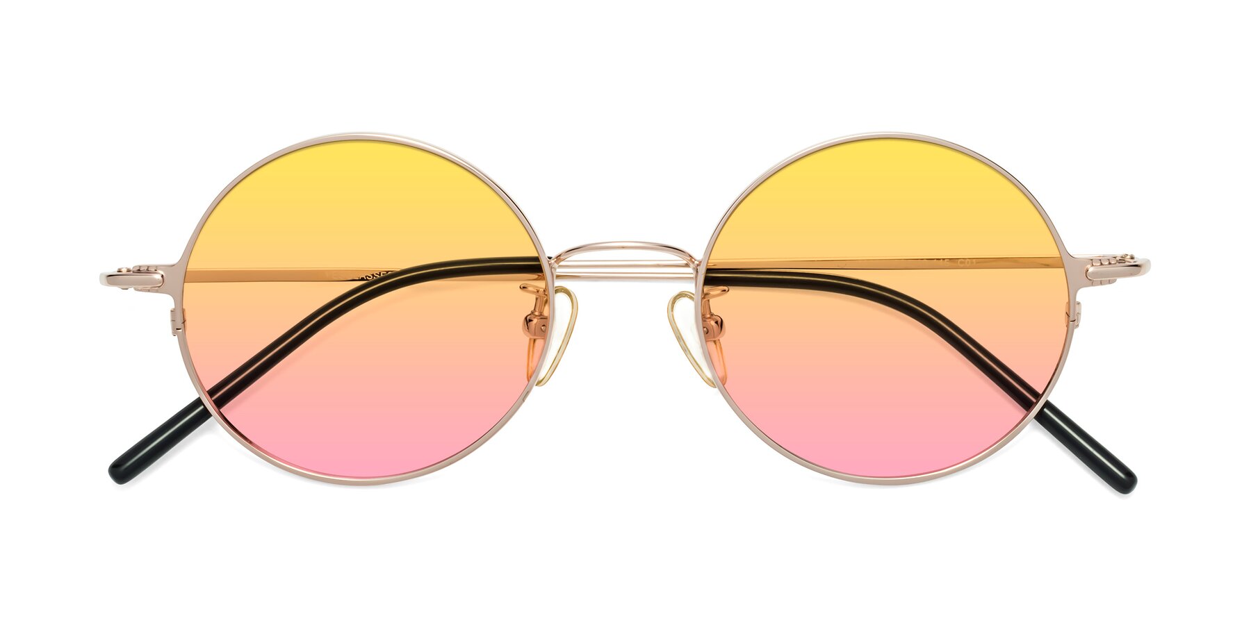 Folded Front of 18009 in Rose Gold with Yellow / Pink Gradient Lenses