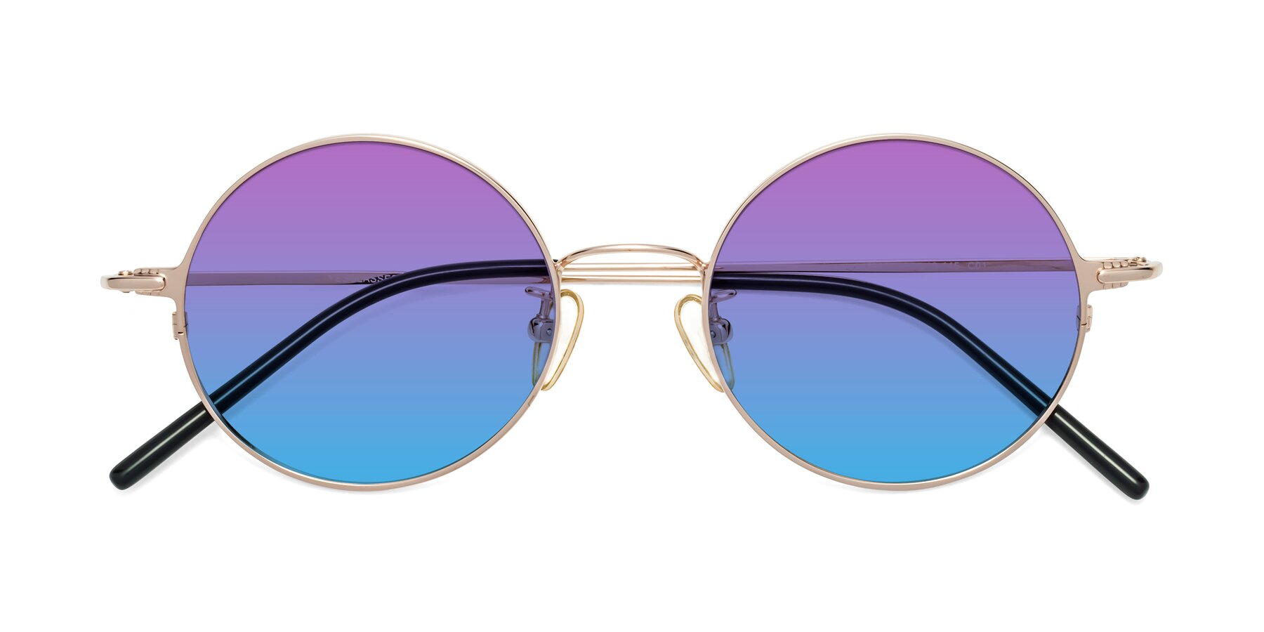 Folded Front of 18009 in Rose Gold with Purple / Blue Gradient Lenses