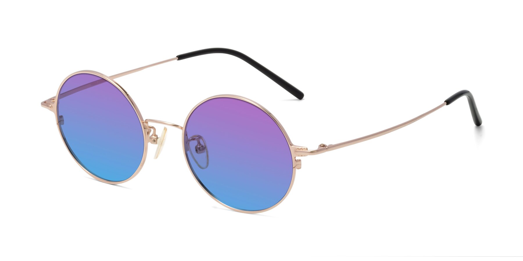 Angle of 18009 in Rose Gold with Purple / Blue Gradient Lenses