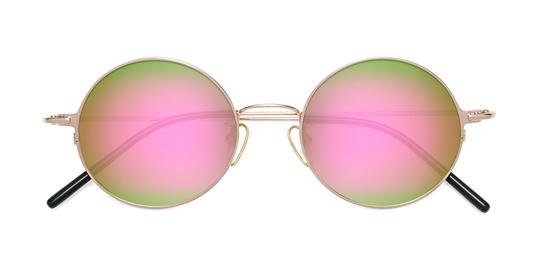 Folded Front of 18009 in Rose Gold with Pink Mirrored Lenses