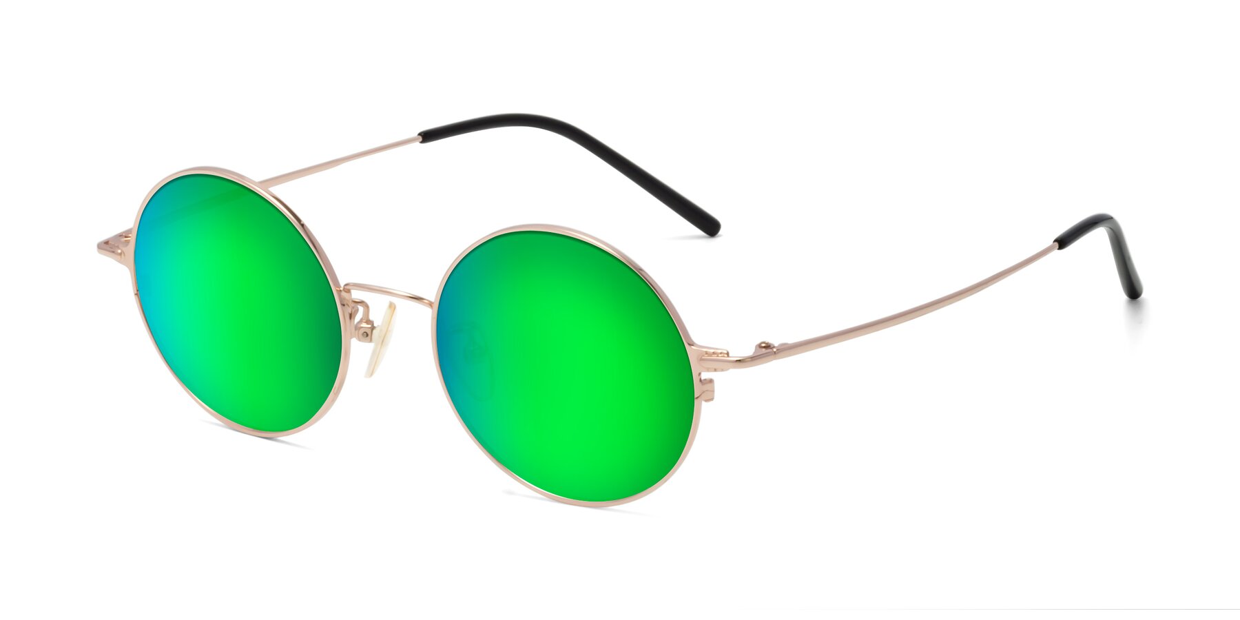Angle of 18009 in Rose Gold with Green Mirrored Lenses