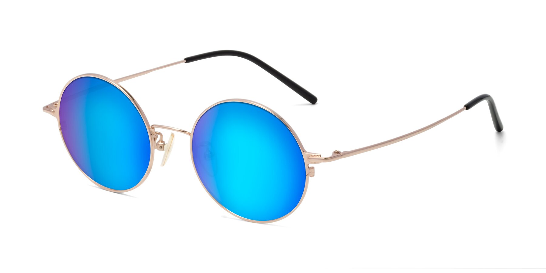 Angle of 18009 in Rose Gold with Blue Mirrored Lenses