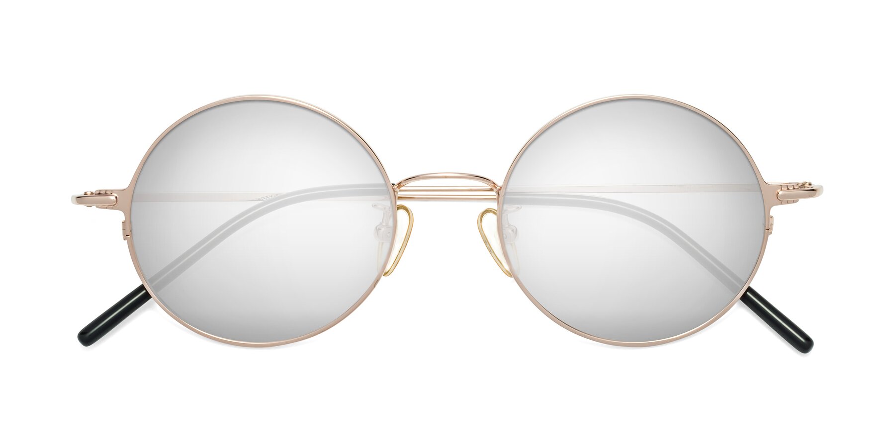 Folded Front of 18009 in Rose Gold with Silver Mirrored Lenses