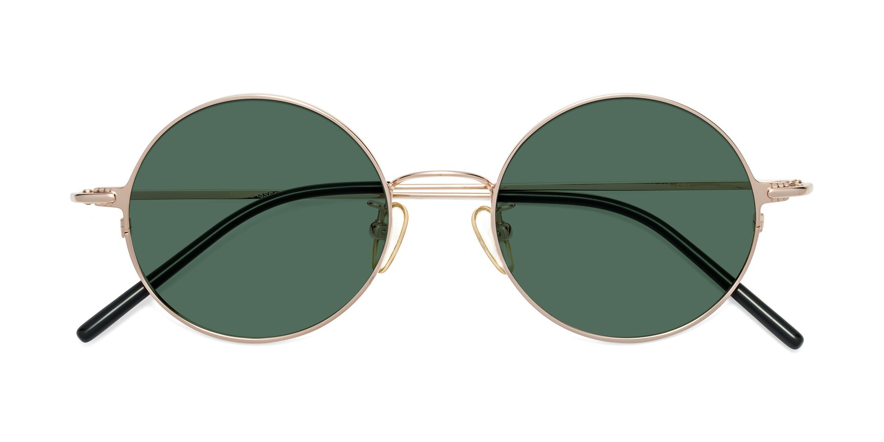 Folded Front of 18009 in Rose Gold with Green Polarized Lenses