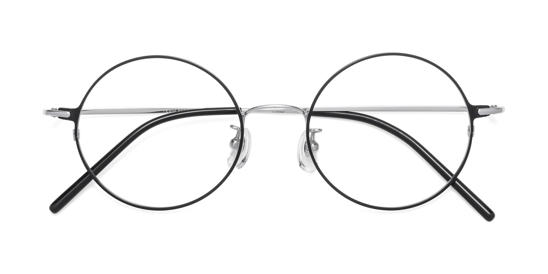 Folded Front of 18009 in Black-Silver with Clear Eyeglass Lenses