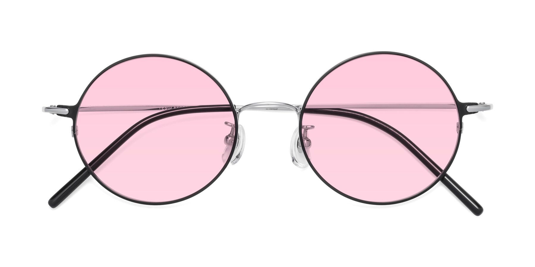 Folded Front of 18009 in Black-Silver with Light Pink Tinted Lenses