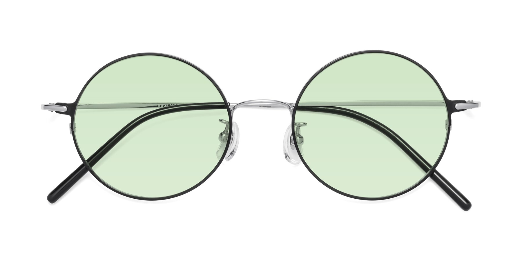 Folded Front of 18009 in Black-Silver with Light Green Tinted Lenses