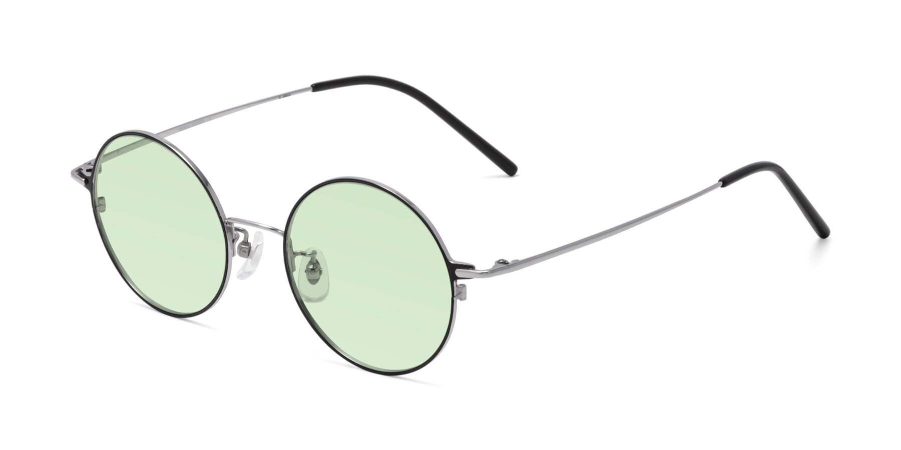 Angle of 18009 in Black-Silver with Light Green Tinted Lenses