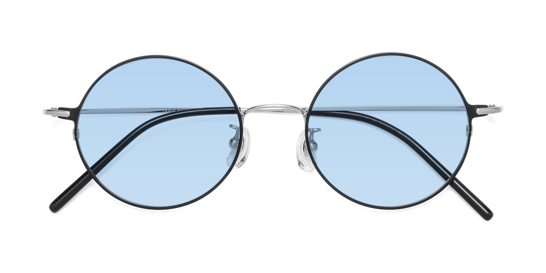 Folded Front of 18009 in Black-Silver with Light Blue Tinted Lenses