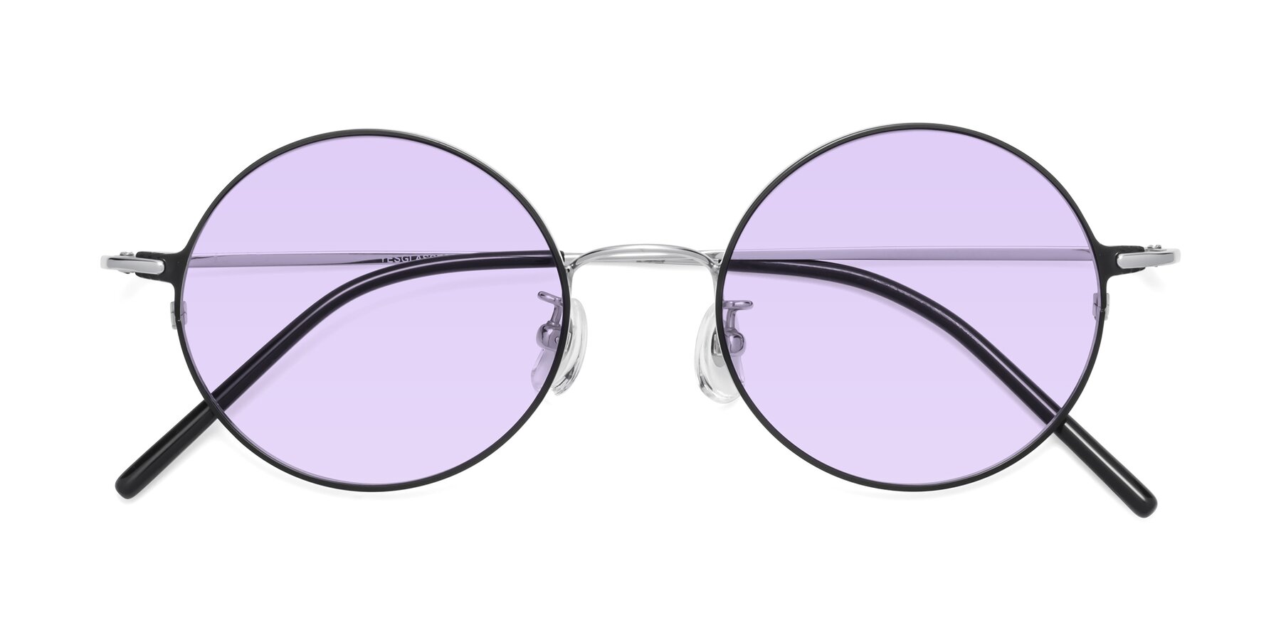 Folded Front of 18009 in Black-Silver with Light Purple Tinted Lenses