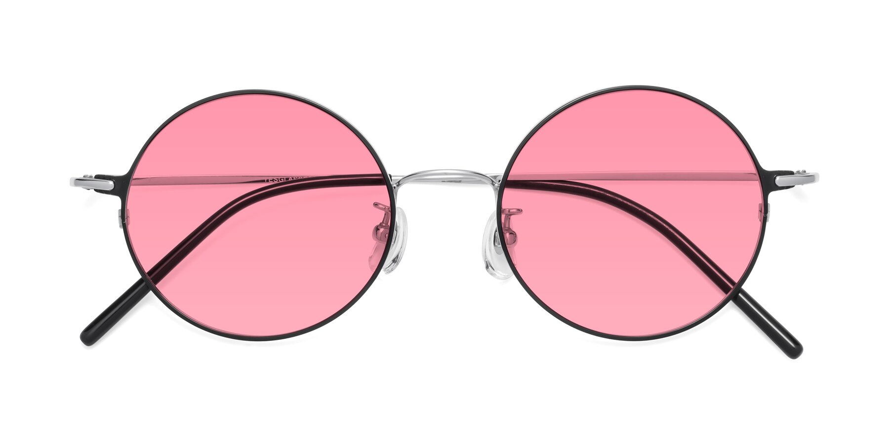 Folded Front of 18009 in Black-Silver with Pink Tinted Lenses