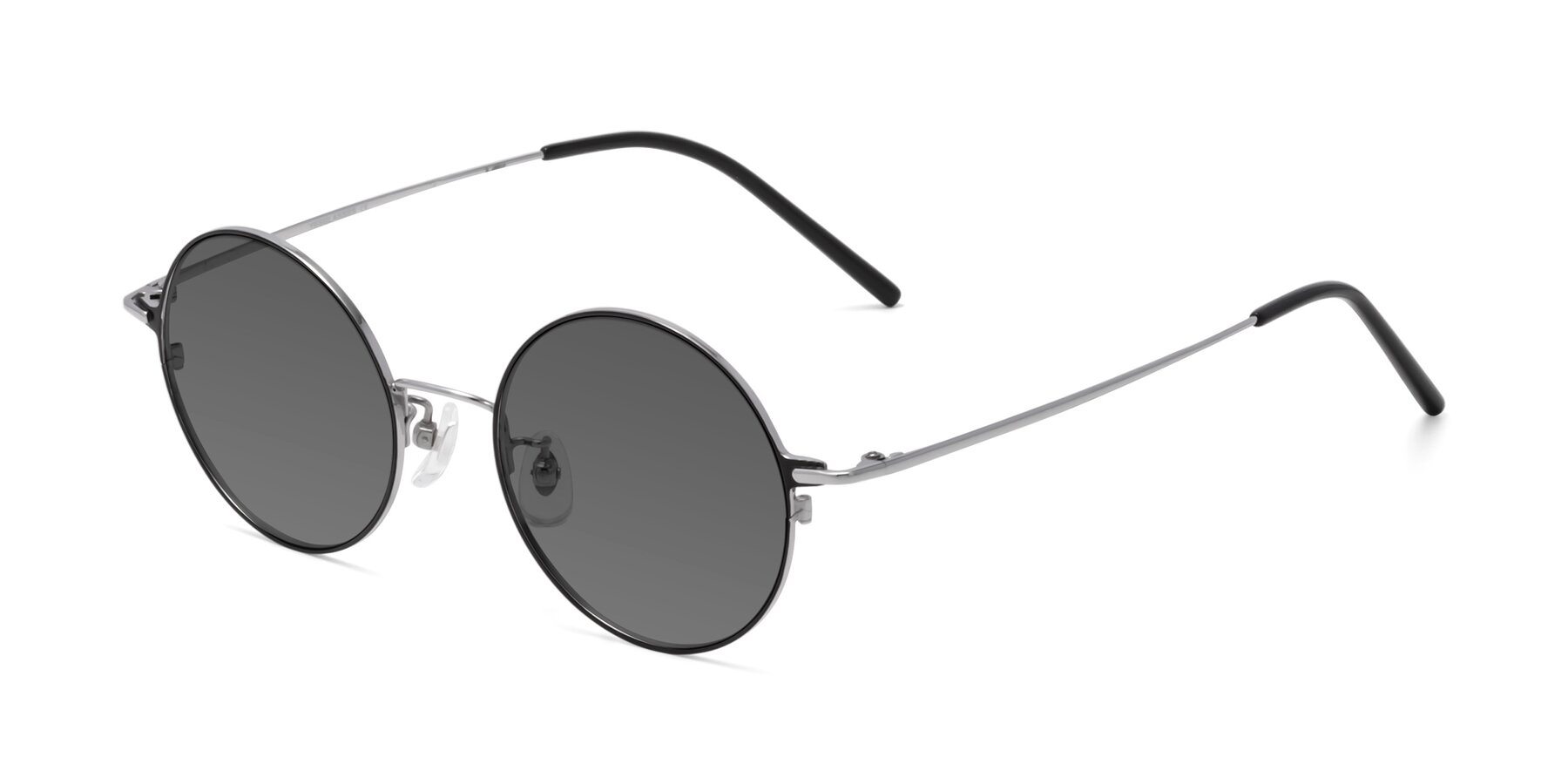 Angle of 18009 in Black-Silver with Medium Gray Tinted Lenses
