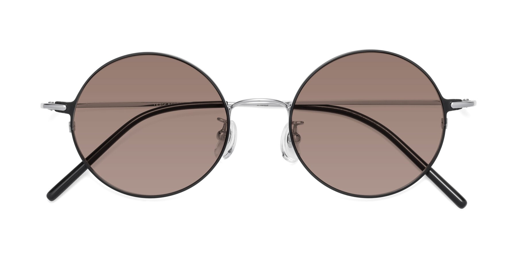 Folded Front of 18009 in Black-Silver with Medium Brown Tinted Lenses