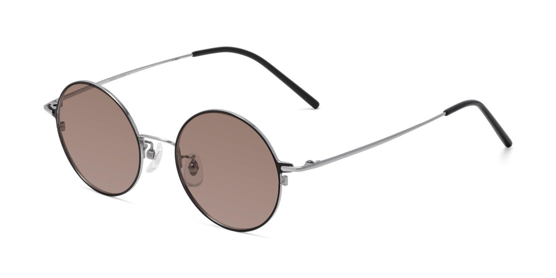 Angle of 18009 in Black-Silver with Medium Brown Tinted Lenses