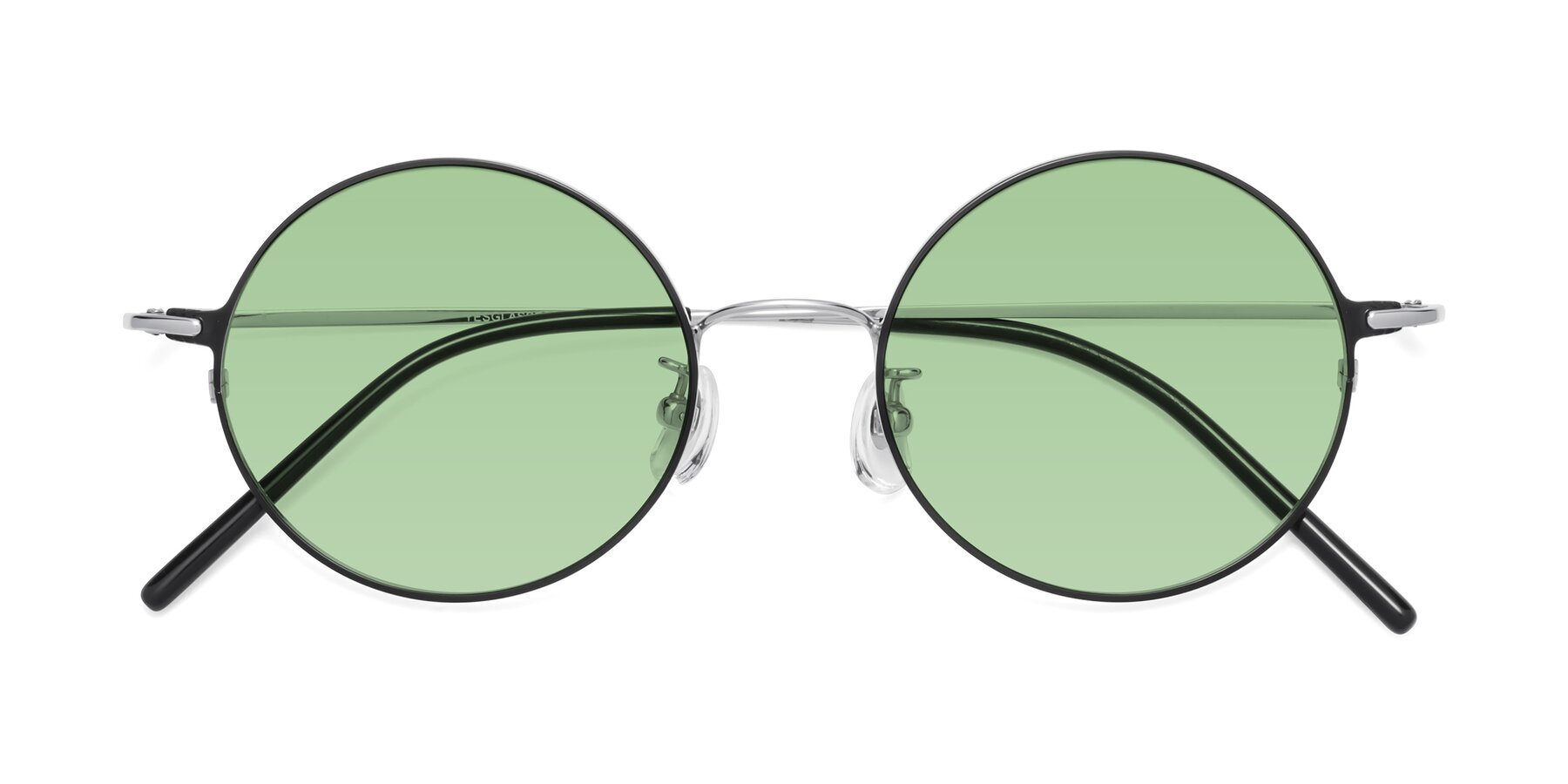 Folded Front of 18009 in Black-Silver with Medium Green Tinted Lenses