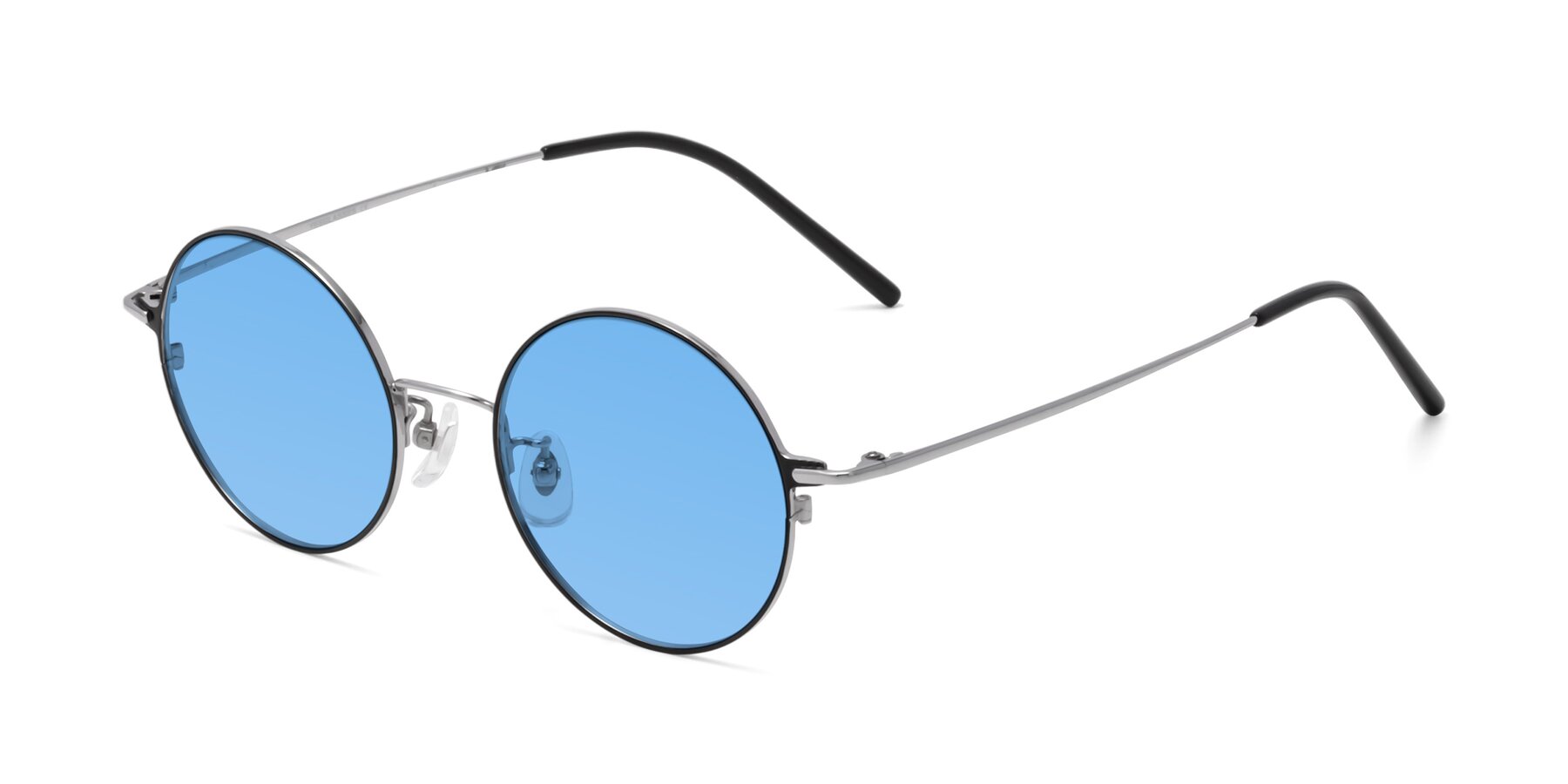 Angle of 18009 in Black-Silver with Medium Blue Tinted Lenses
