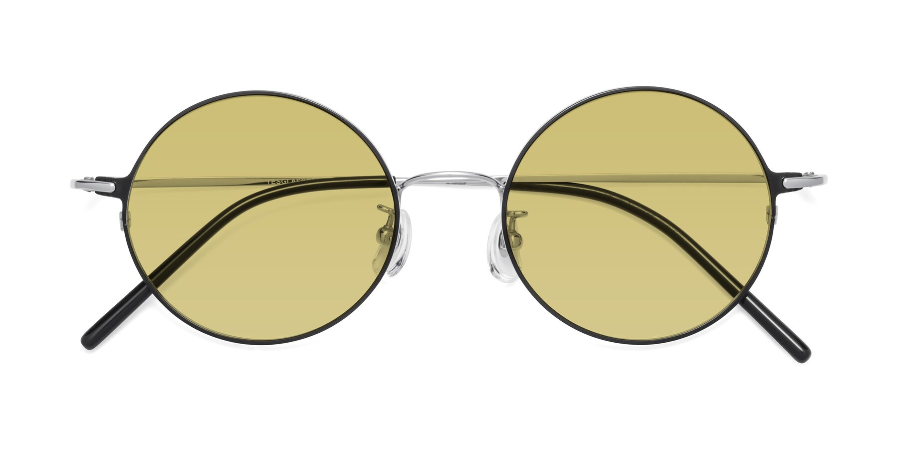 Folded Front of 18009 in Black-Silver with Medium Champagne Tinted Lenses