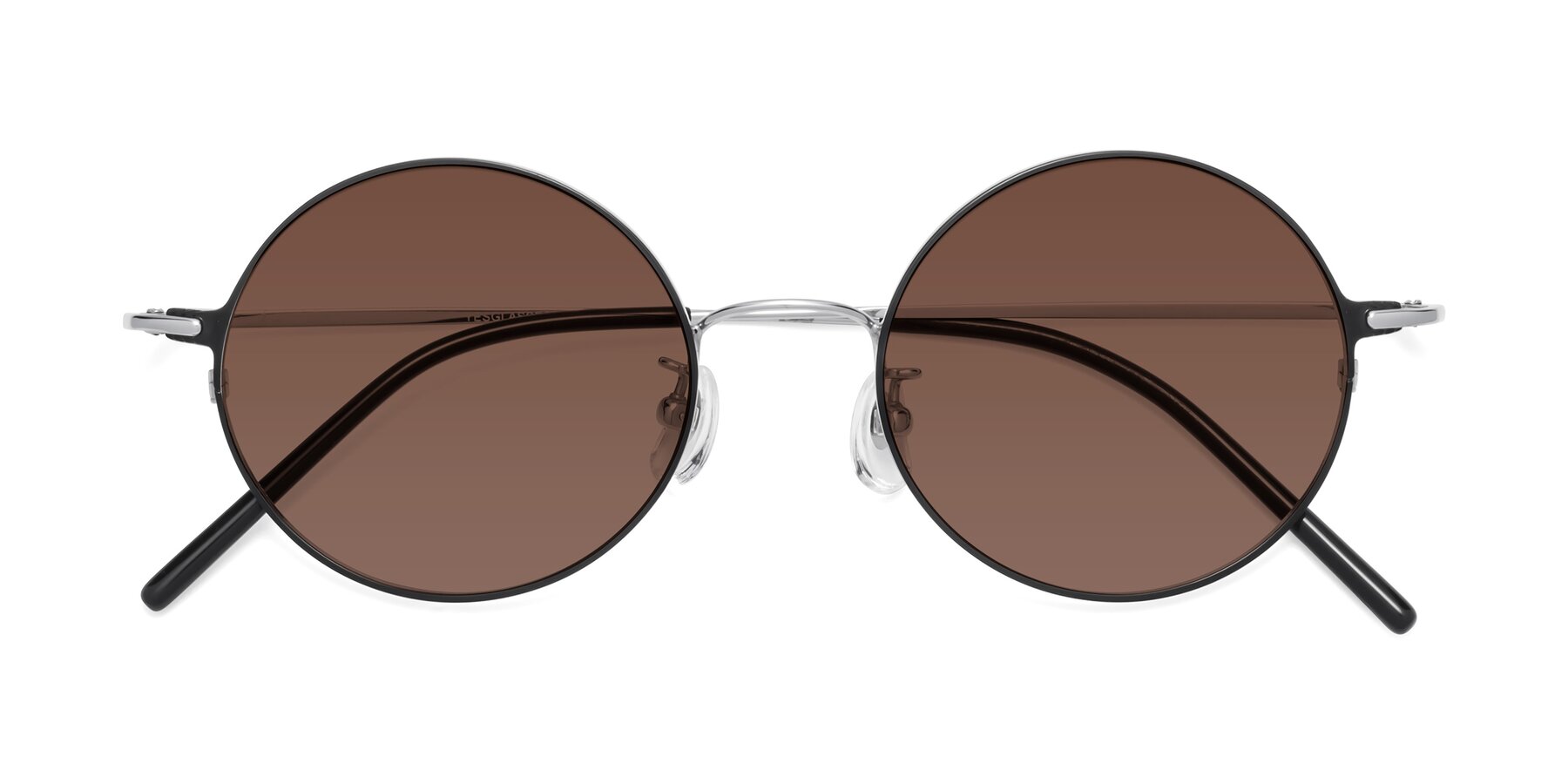 Folded Front of 18009 in Black-Silver with Brown Tinted Lenses