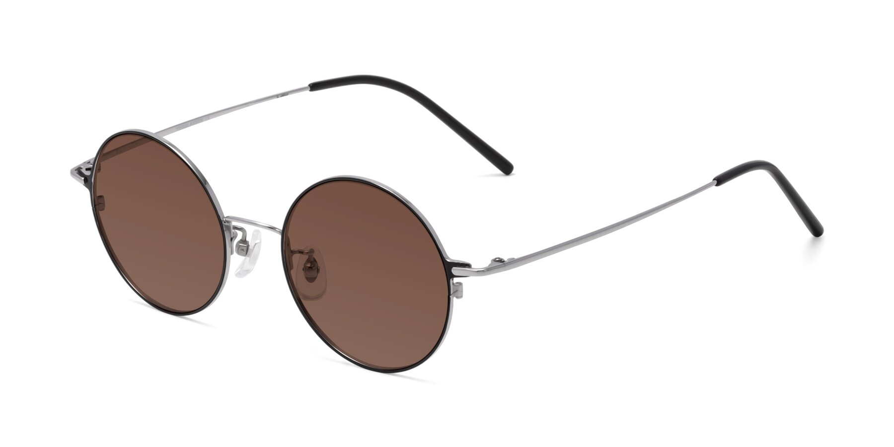 Angle of 18009 in Black-Silver with Brown Tinted Lenses
