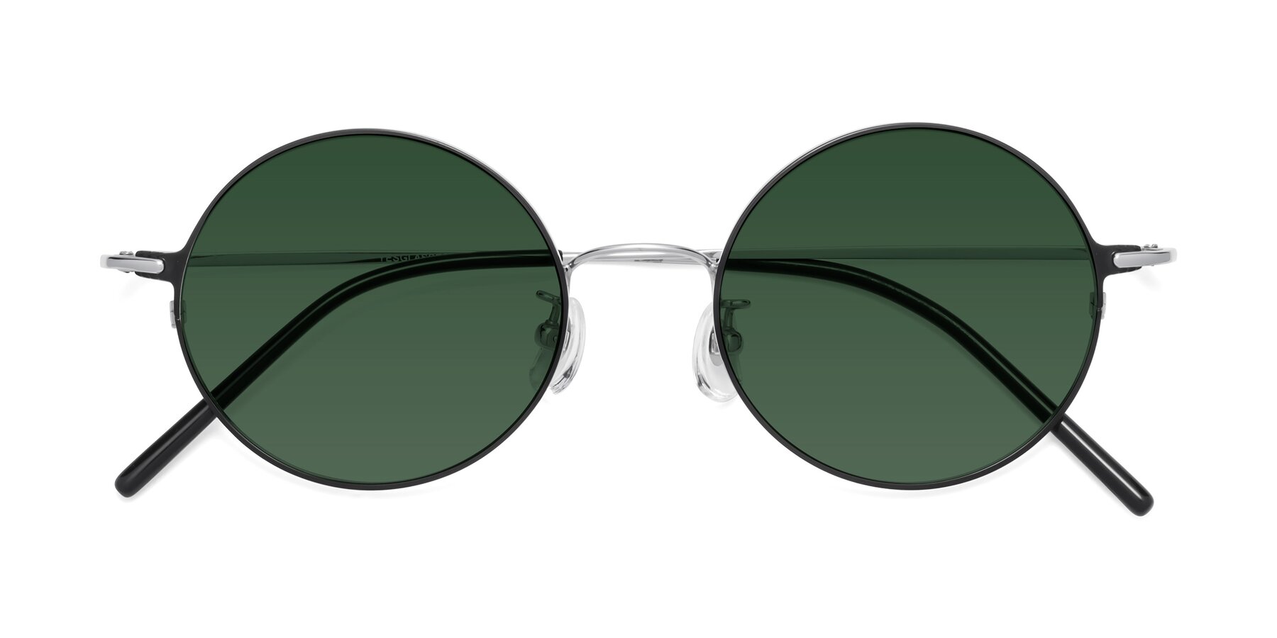 Folded Front of 18009 in Black-Silver with Green Tinted Lenses