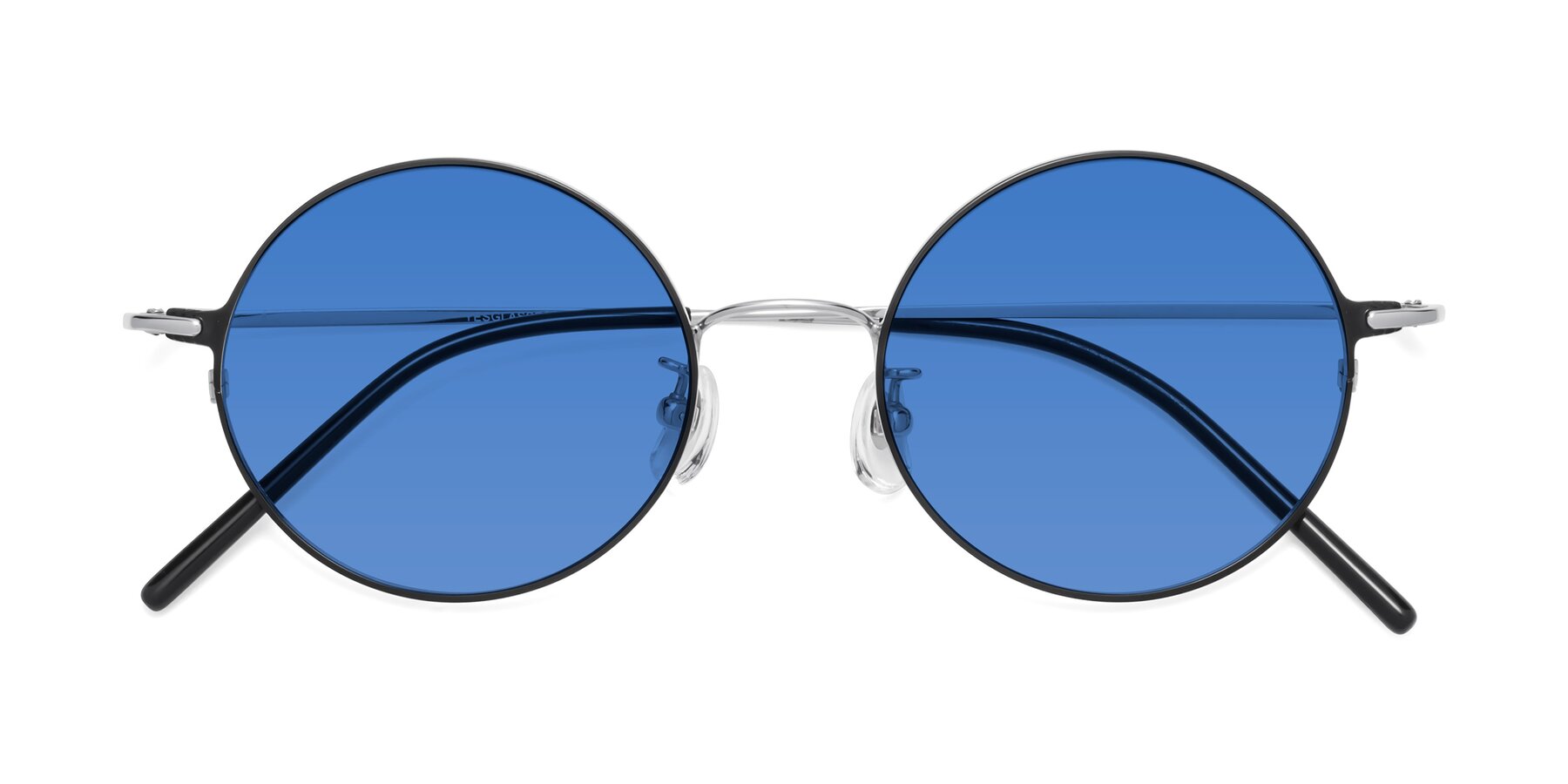 Folded Front of 18009 in Black-Silver with Blue Tinted Lenses