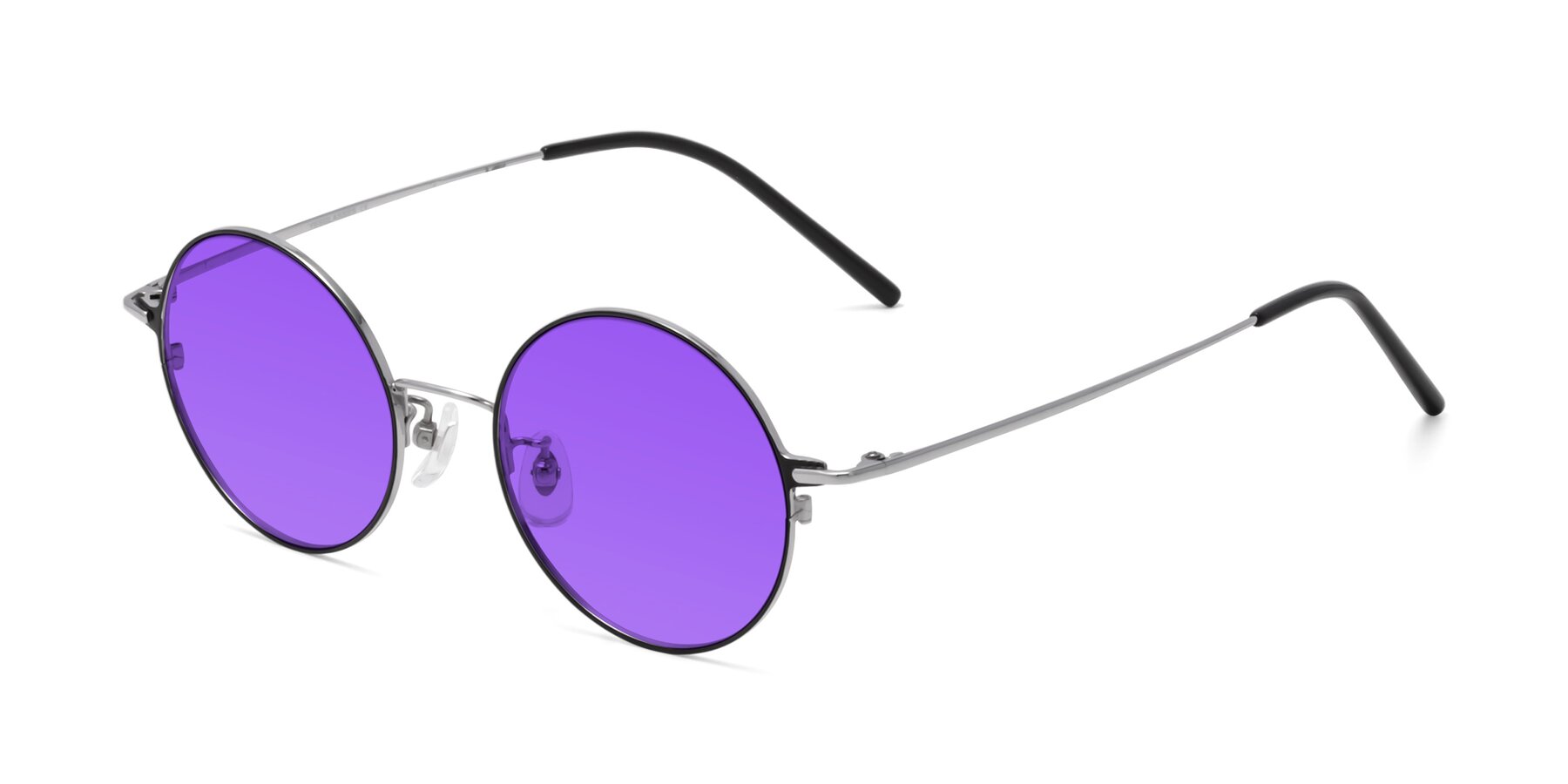Angle of 18009 in Black-Silver with Purple Tinted Lenses