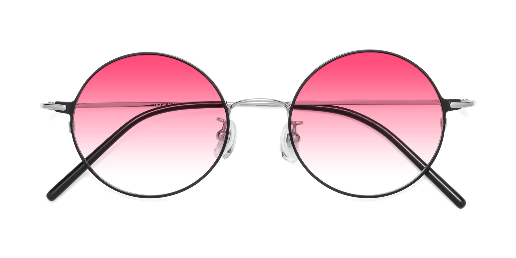 Folded Front of 18009 in Black-Silver with Pink Gradient Lenses