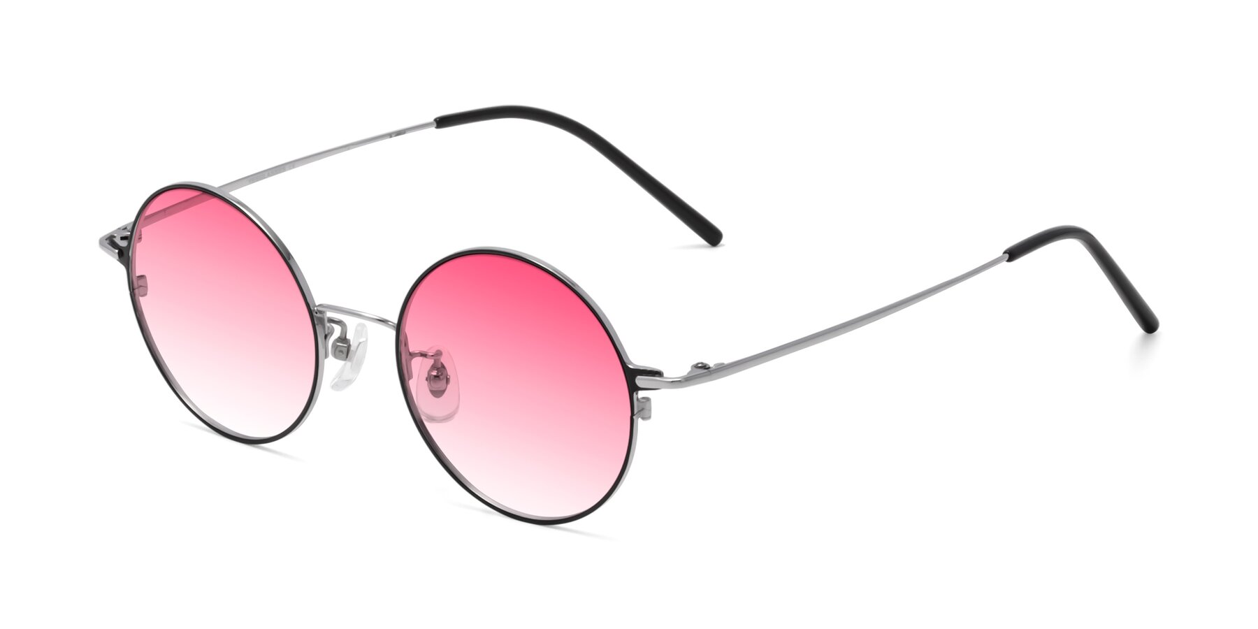 Angle of 18009 in Black-Silver with Pink Gradient Lenses