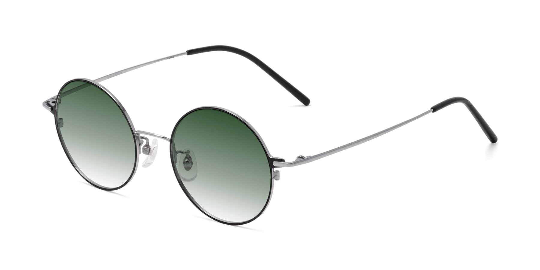 Angle of 18009 in Black-Silver with Green Gradient Lenses