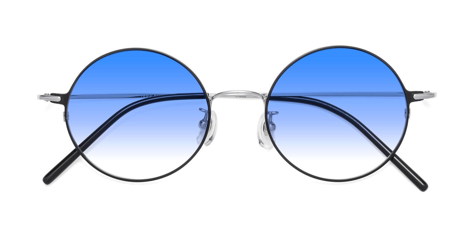 Folded Front of 18009 in Black-Silver with Blue Gradient Lenses