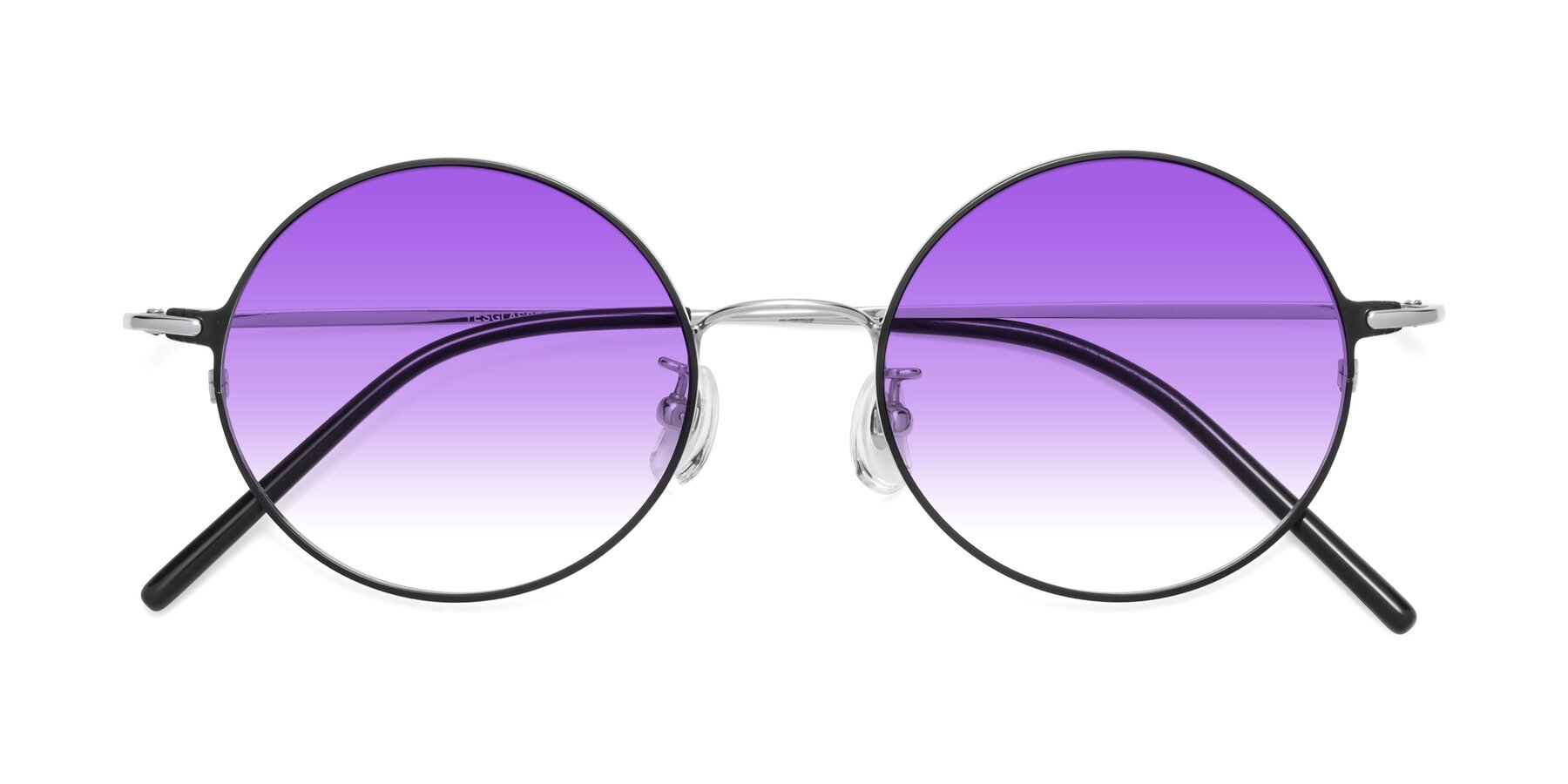 Folded Front of 18009 in Black-Silver with Purple Gradient Lenses