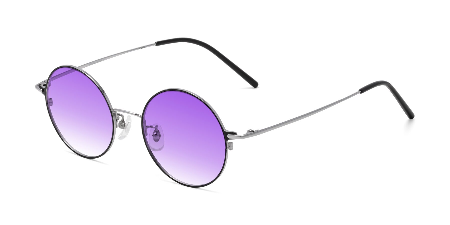Angle of 18009 in Black-Silver with Purple Gradient Lenses
