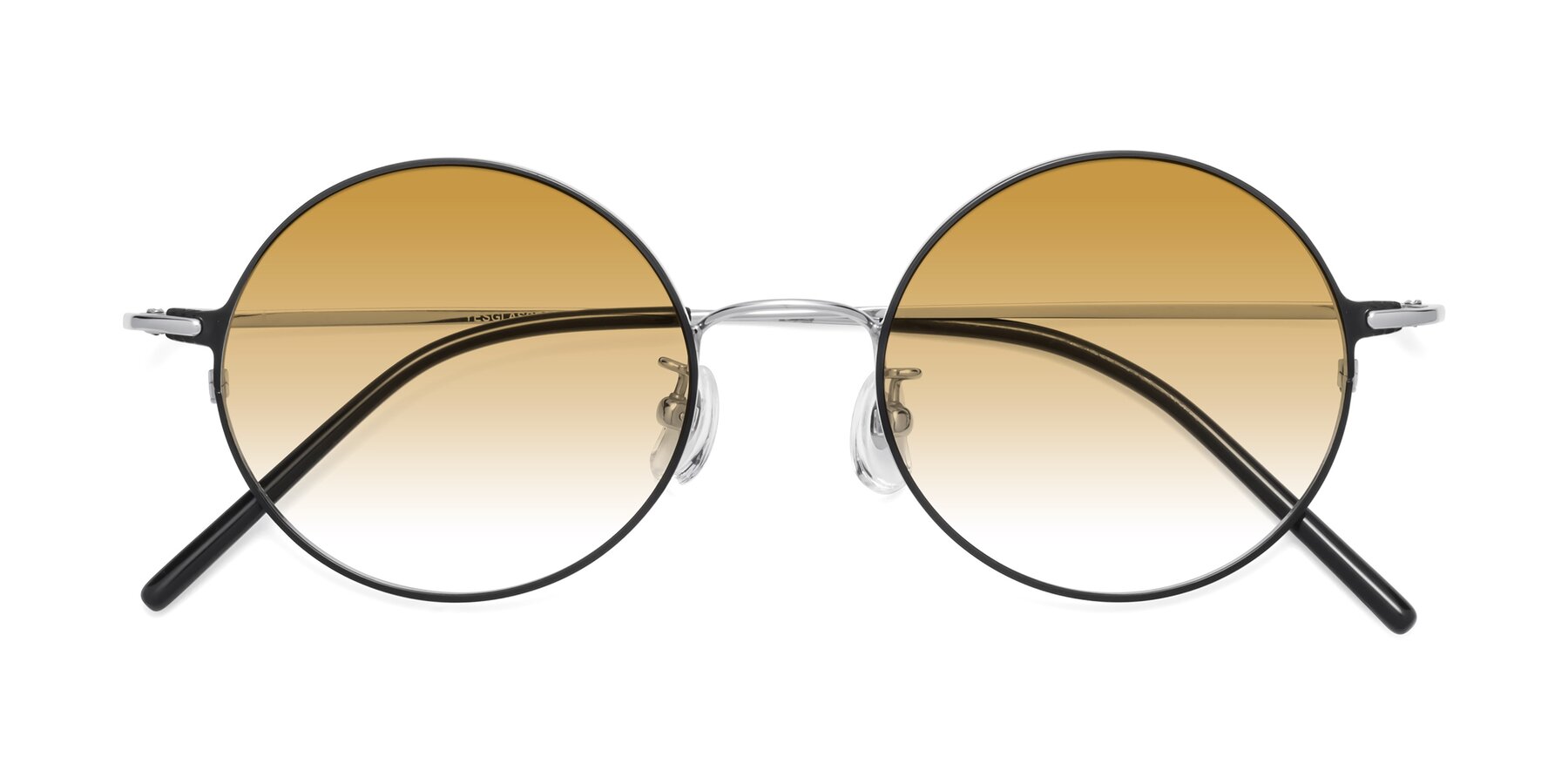 Folded Front of 18009 in Black-Silver with Champagne Gradient Lenses